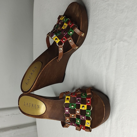 Lauren Ralph Lauren Shoes - Lauren Ralph Lauren Chain Wooden Wedge Sandals Platforms